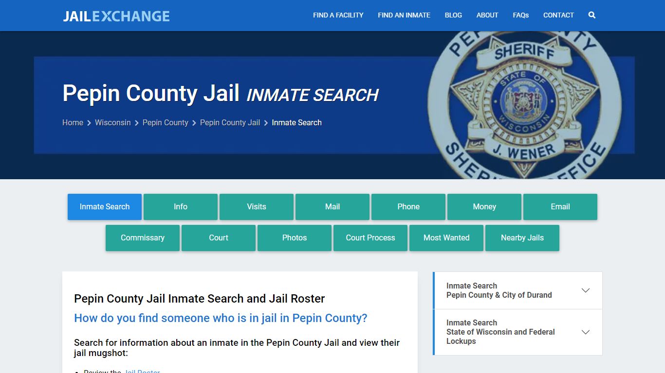 Inmate Search: Roster & Mugshots - Pepin County Jail, WI